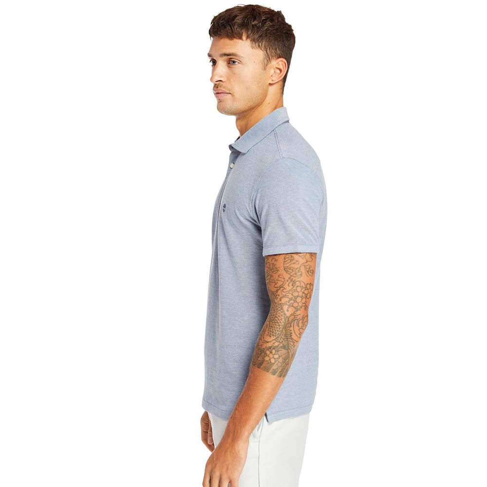 Timberland Πόλο Ανδρικα Μπλε - Baboosic Brook Slim Fit Shirt - Greece 0537489-HV